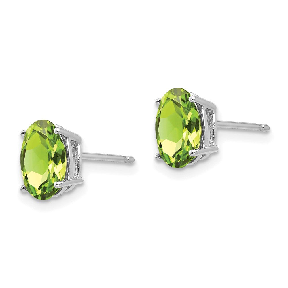 14k White Gold 8x Oval Peridot Post Earrings