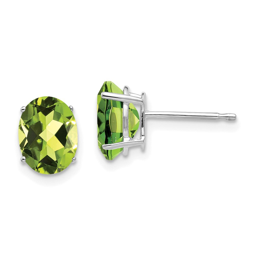 14k White Gold 8x Oval Peridot Earrings
