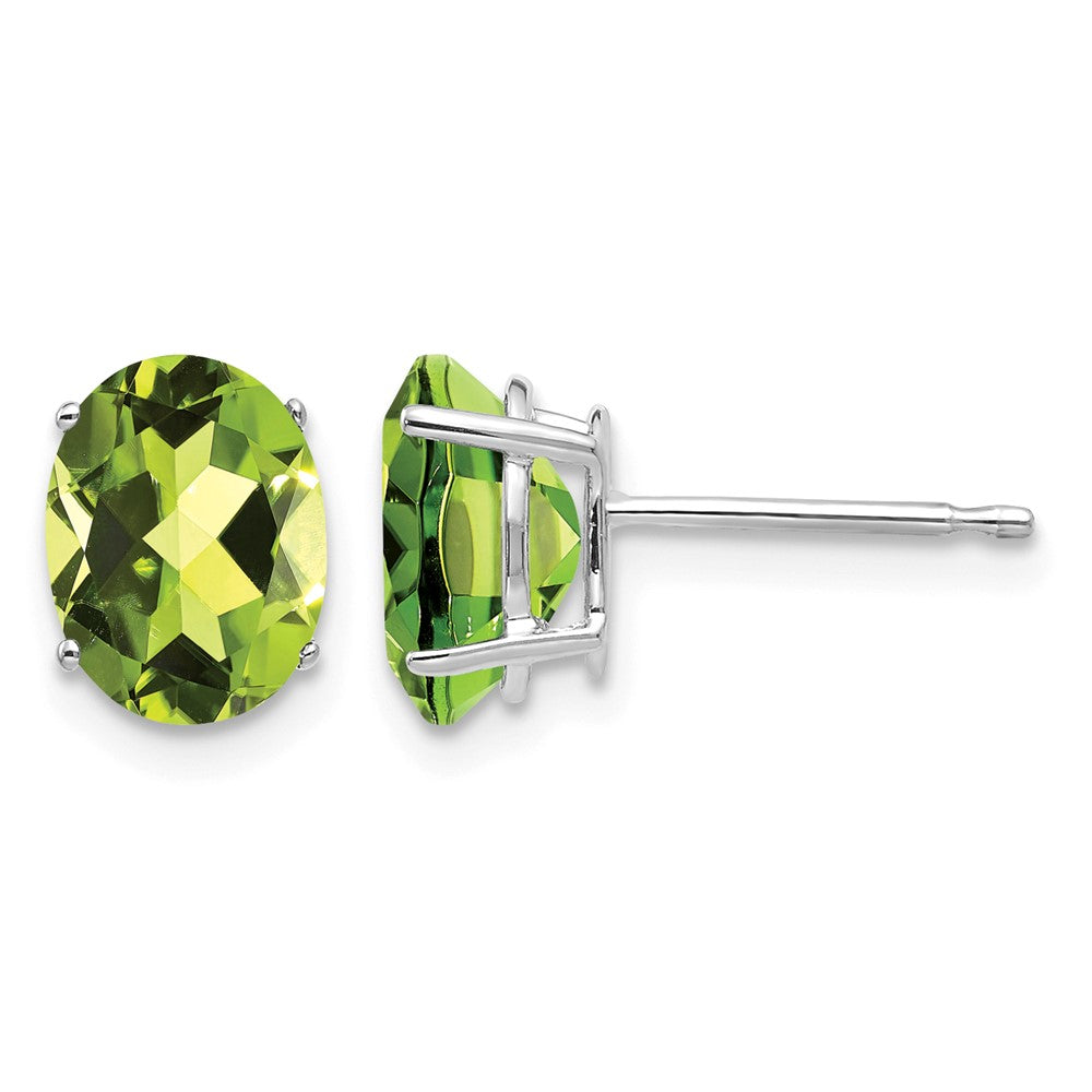 14k White Gold 8x Oval Peridot Post Earrings
