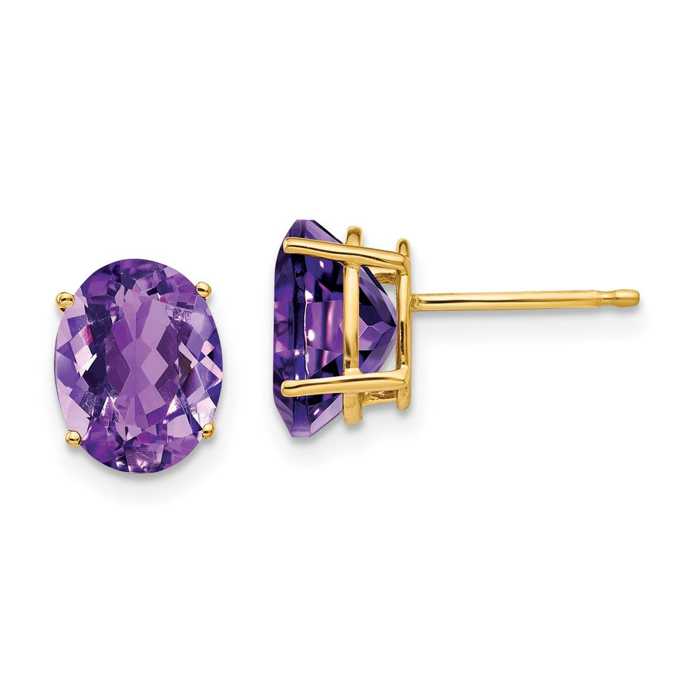 14k 9x Oval Amethyst Earrings