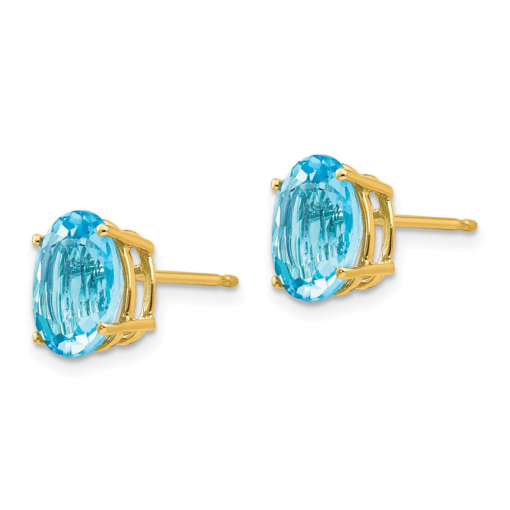 14k 9x Oval Blue Topaz Earrings