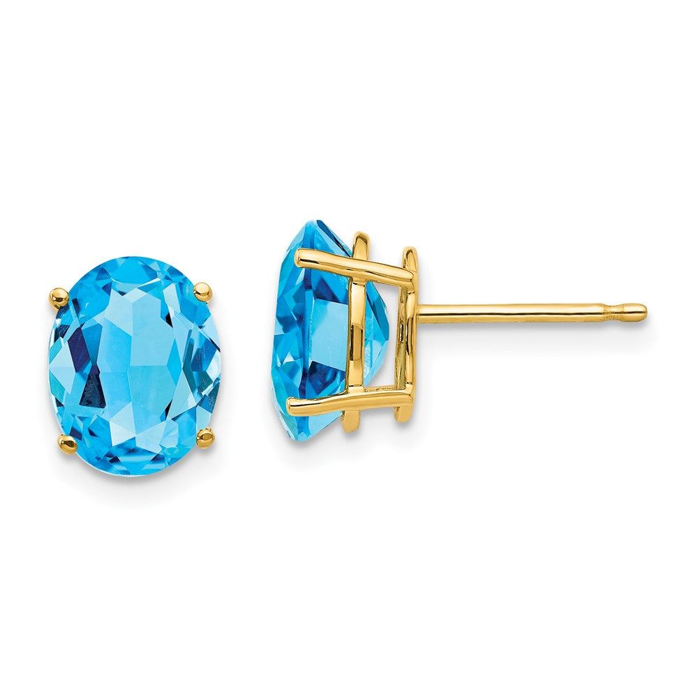 14k 9x Oval Blue Topaz Earrings