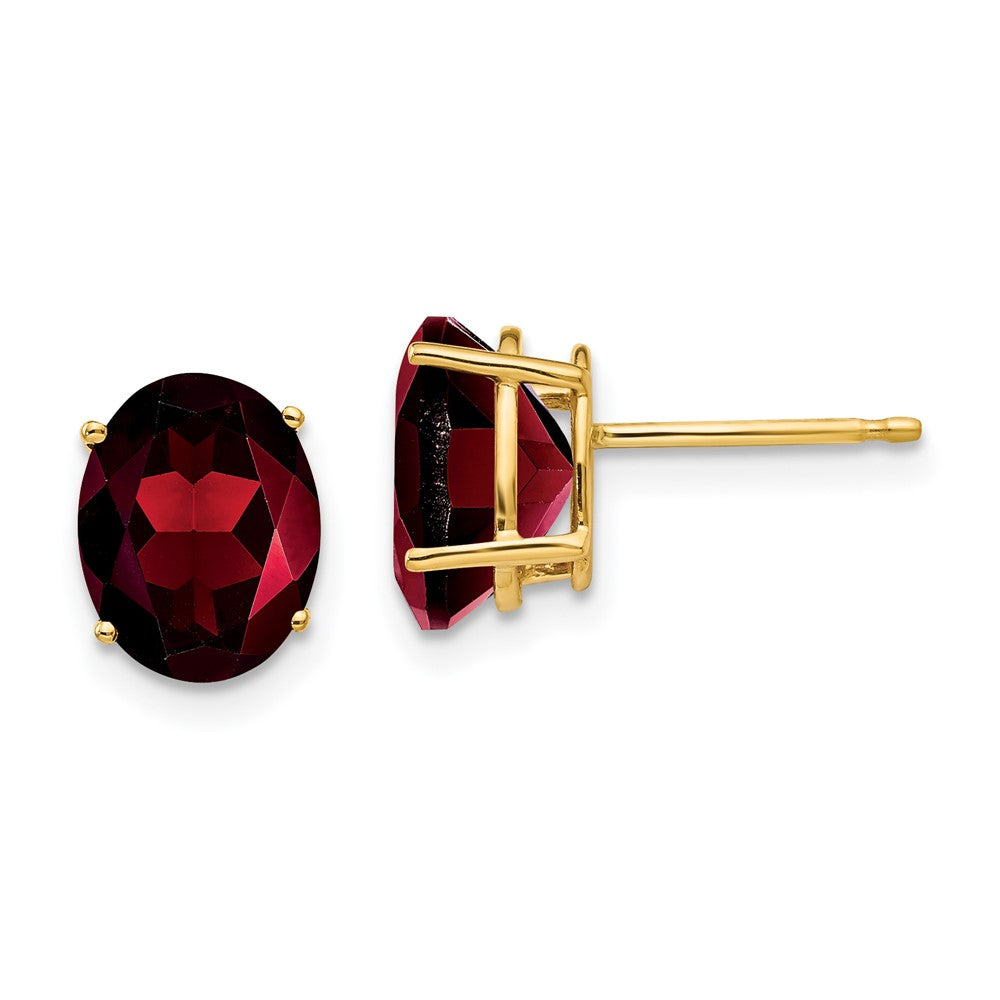 14k 9x Oval Garnet Earrings