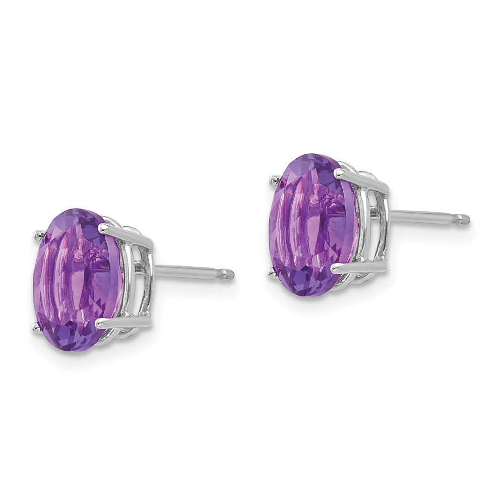 14k White Gold 9x Oval Amethyst Earrings