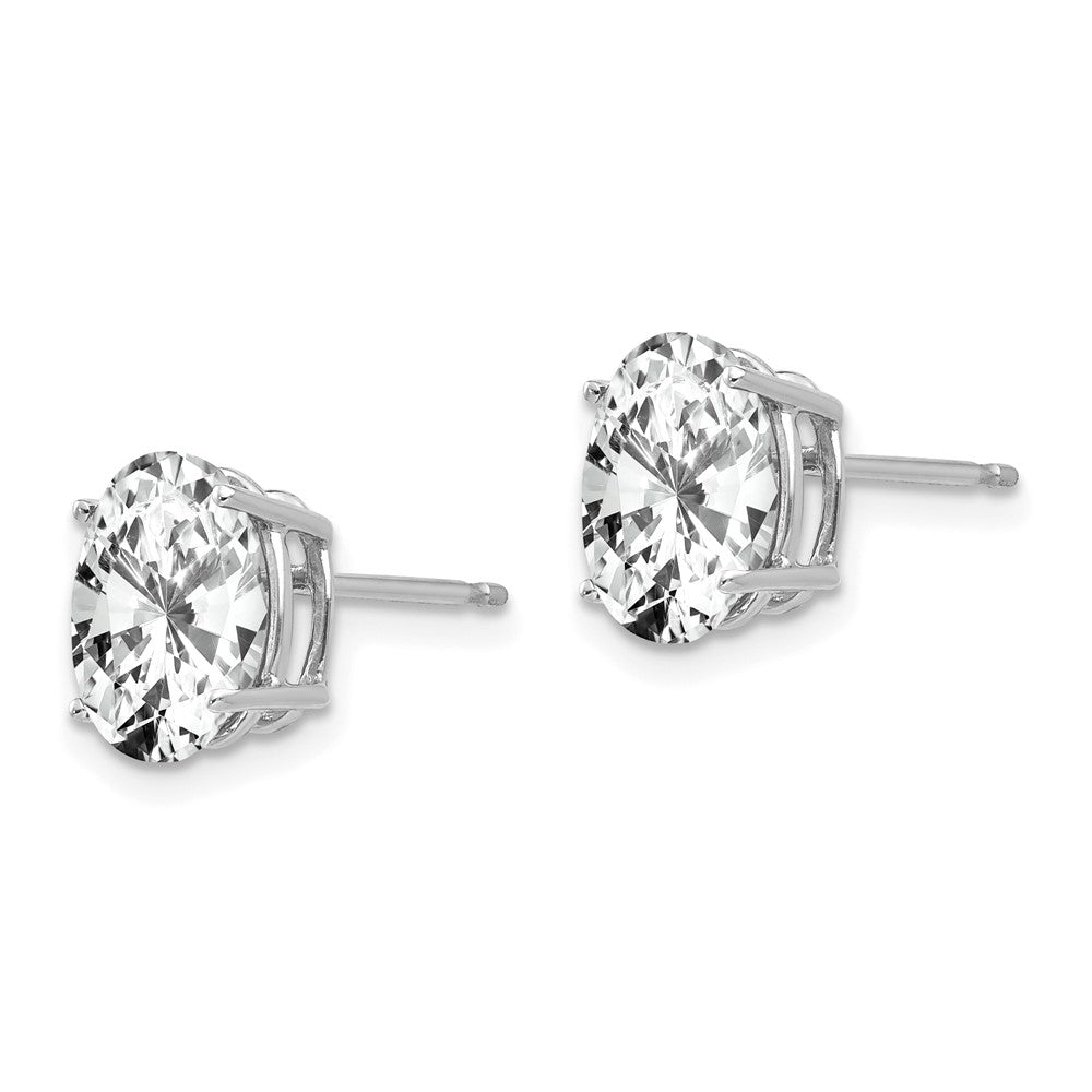 14k White Gold 9x Oval Cubic Zirconia Stud Earrings