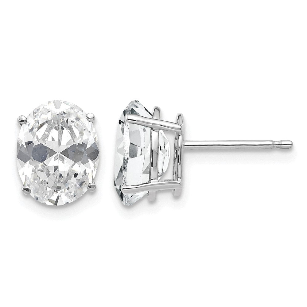 14k White Gold 9x Oval Cubic Zirconia Stud Earrings