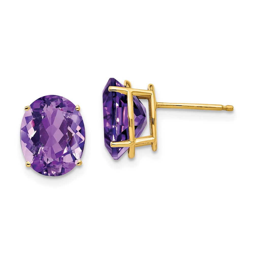 14k 10x Oval Amethyst Earrings