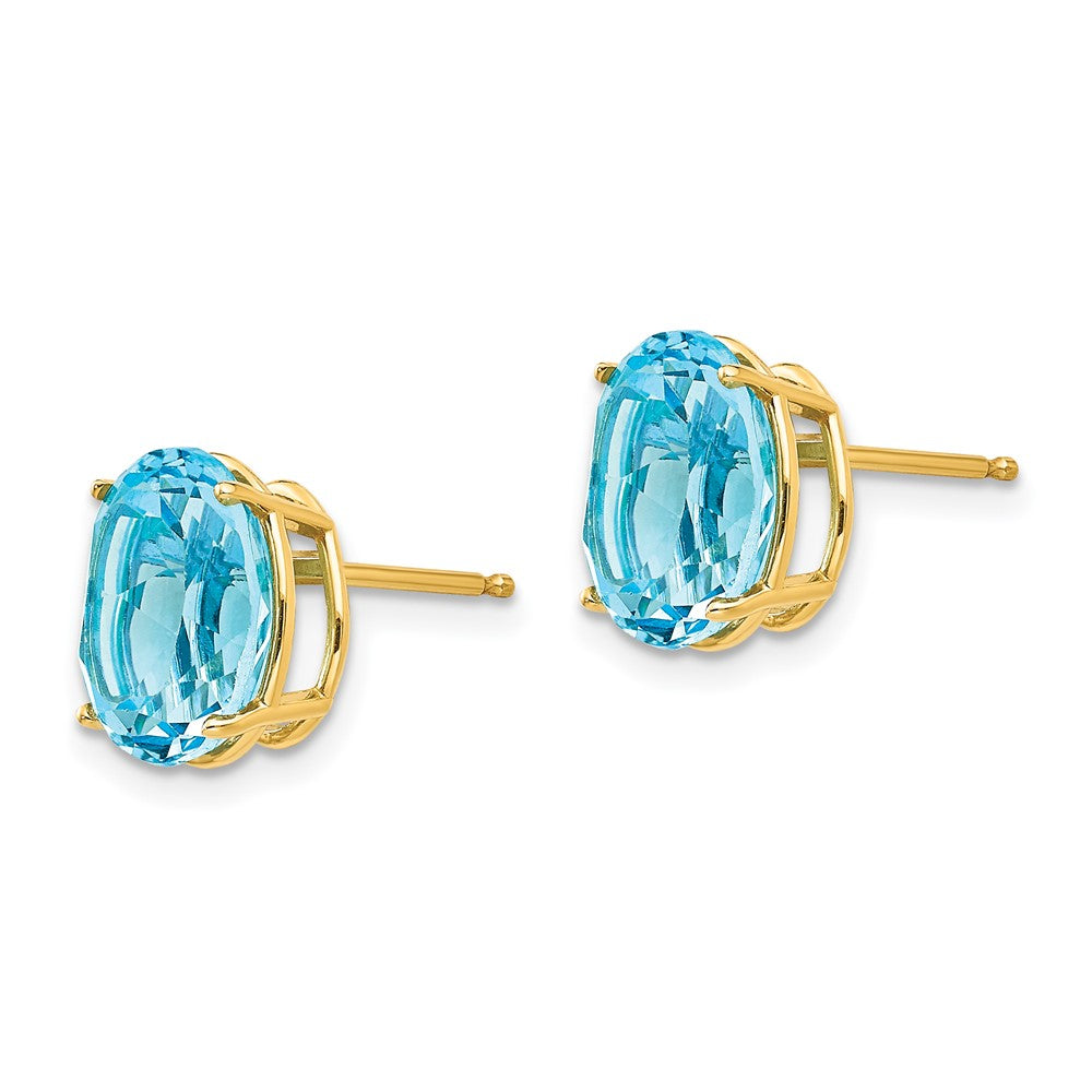 14k 10x Oval Blue Topaz Post Earrings