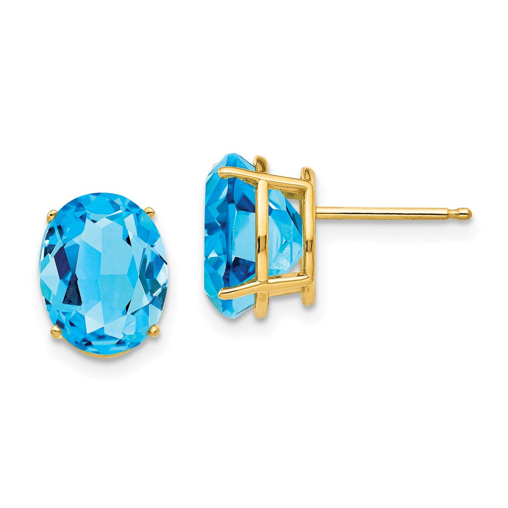 14k 10x Oval Blue Topaz Earrings