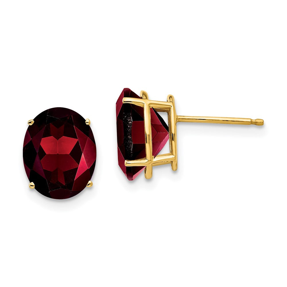 14k 10x Oval Garnet Earrings