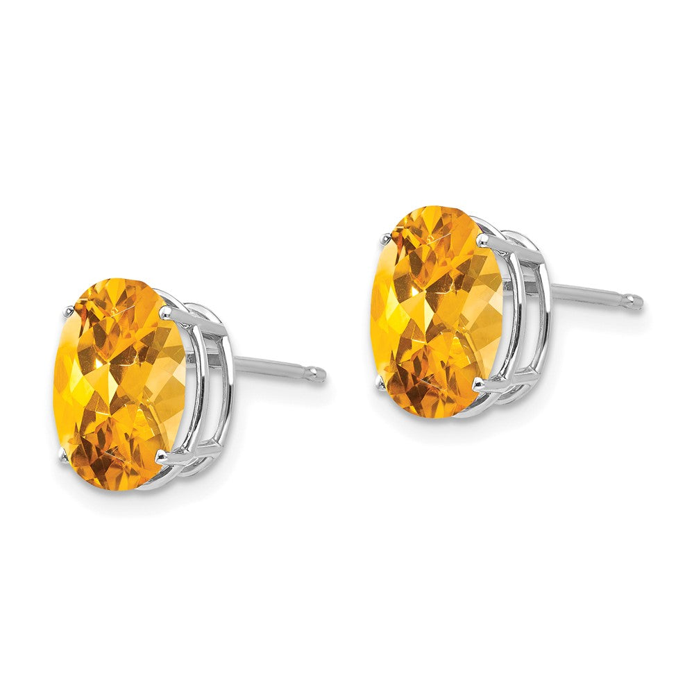 14k White Gold 10x Oval Citrine Earrings