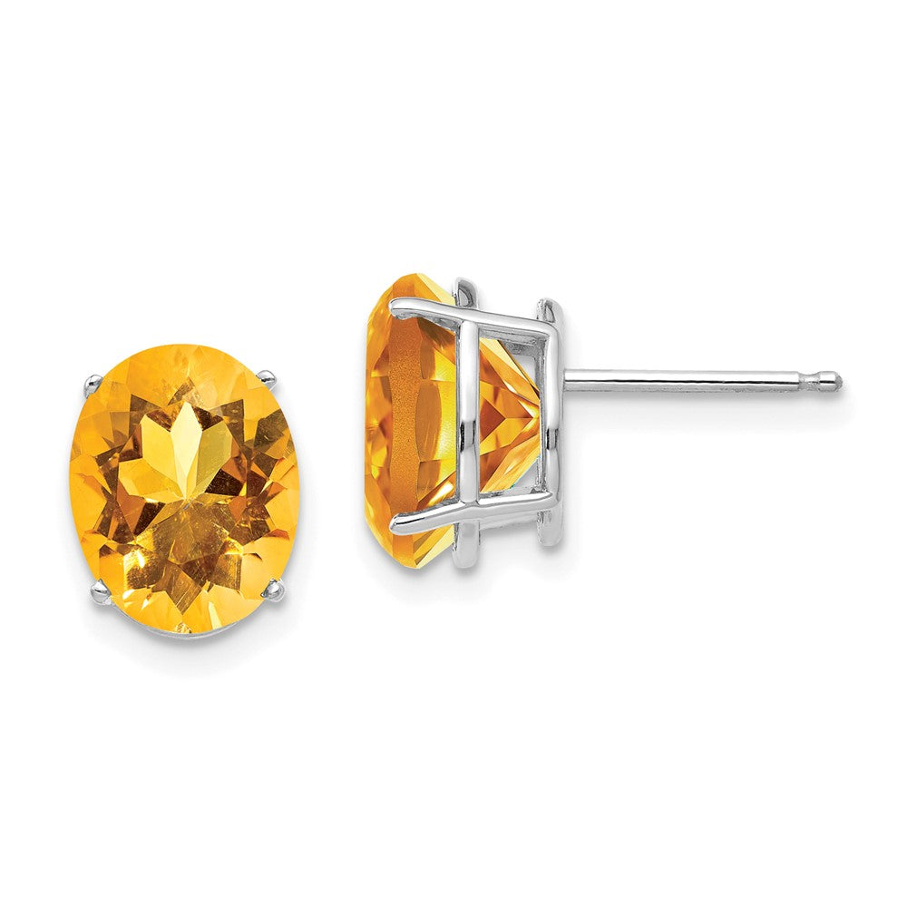 14k White Gold 10x Oval Citrine Earrings