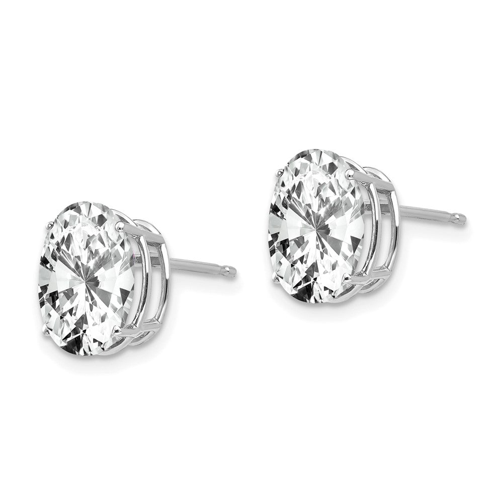 14k White Gold 10x Oval Cubic Zirconia Earrings