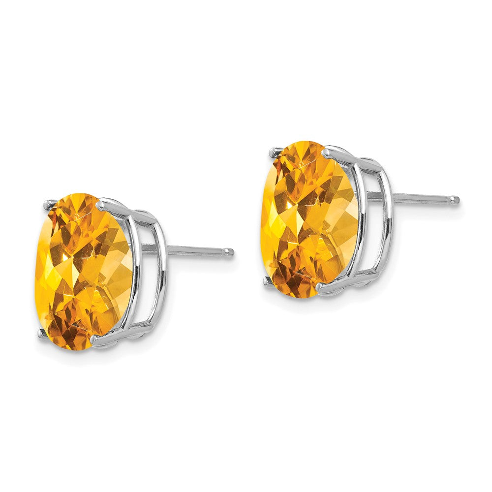 14k White Gold 12x Oval Citrine Earrings
