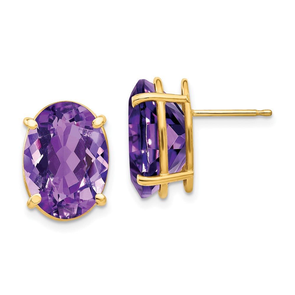 14k 14x Oval Amethyst Earrings