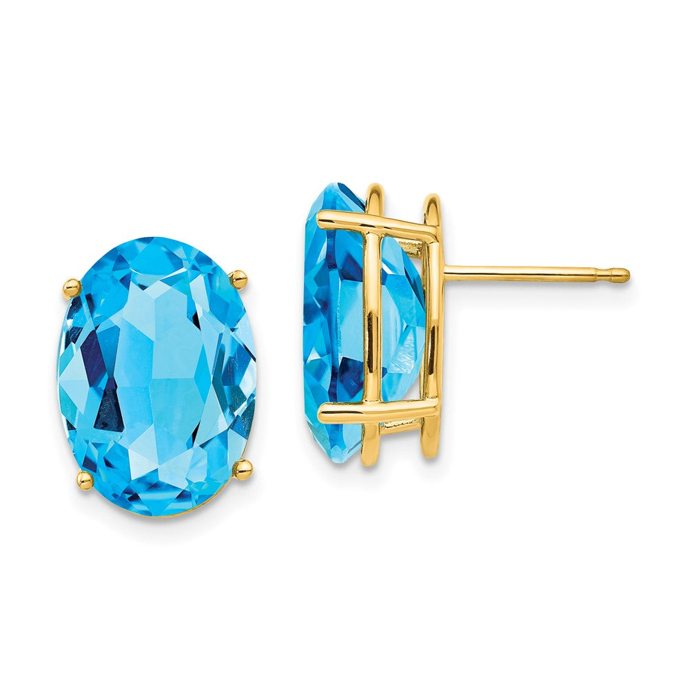 14k 14x Oval Blue Topaz Earrings