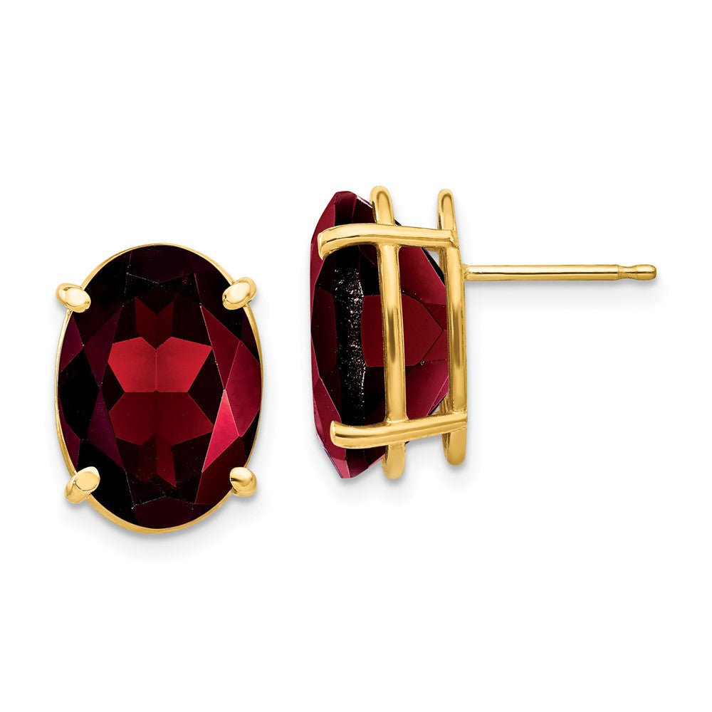 14k 14x Oval Garnet Earrings