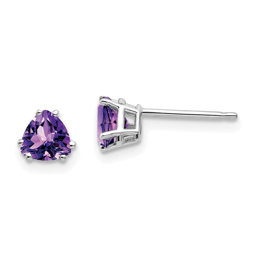 14k White Gold Trillion Amethyst Earrings