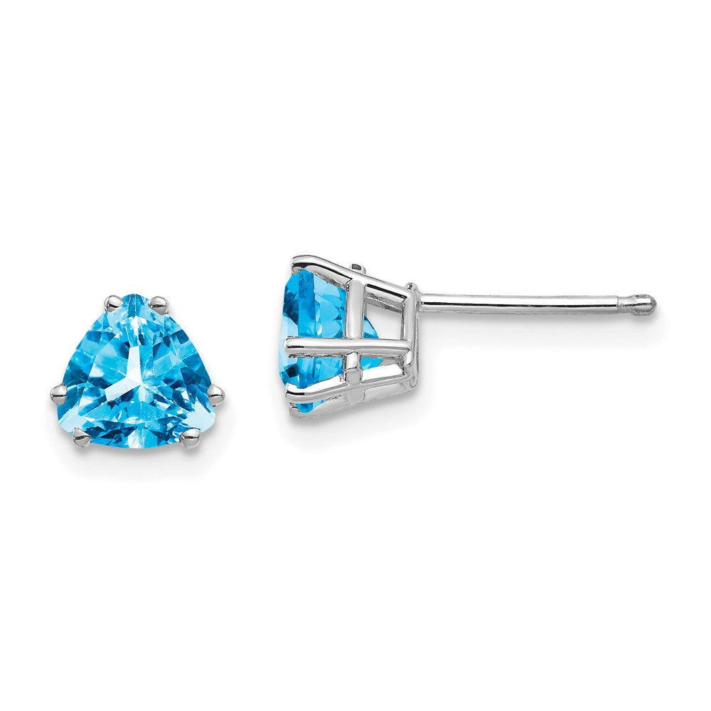 14k White Gold Trillion Blue Topaz Earrings