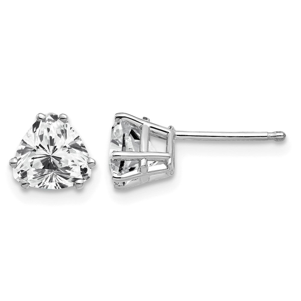 14k White Gold Trillion Cubic Zirconia Post Earrings