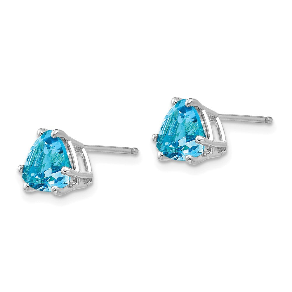 14k White Gold Trillion Blue Topaz Post Earrings