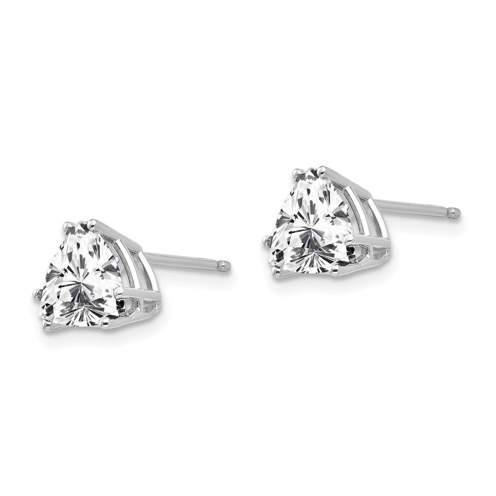 14k White Gold Trillion Cubic Zirconia Stud Earrings