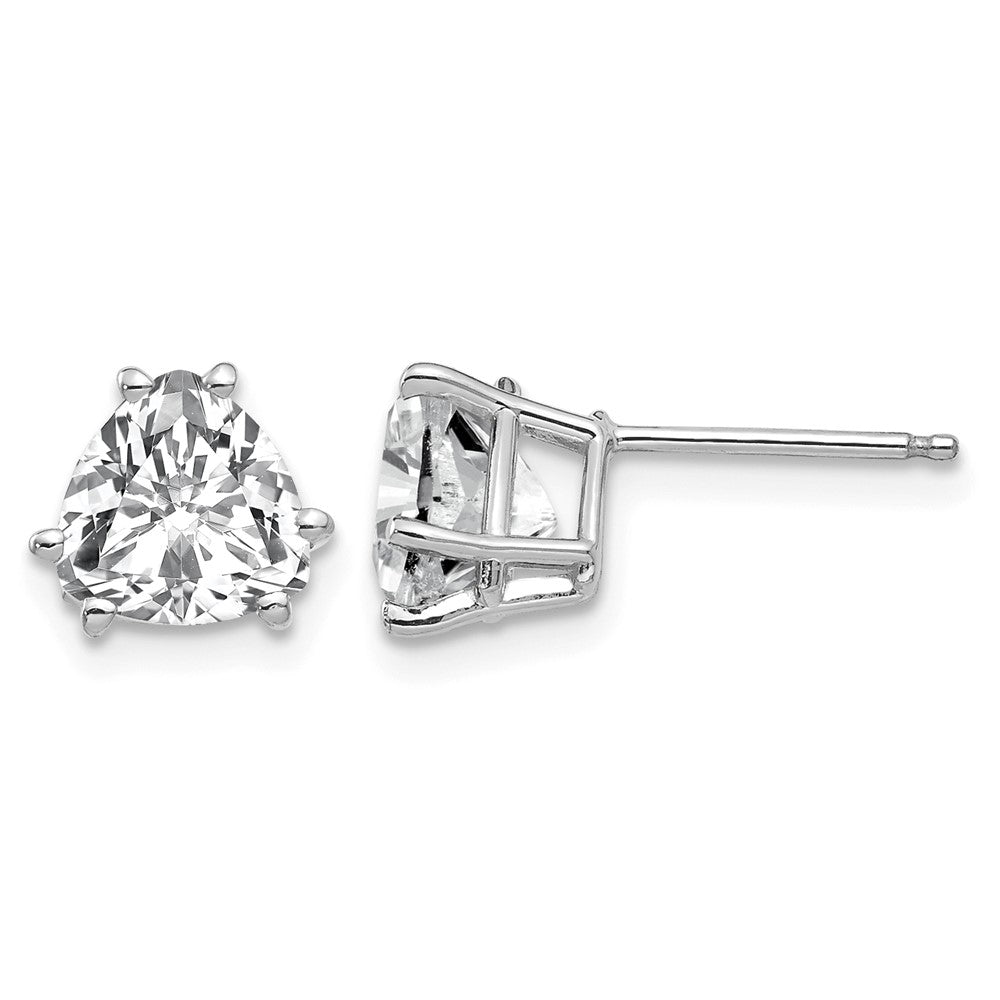 14k White Gold Trillion Cubic Zirconia Stud Earrings