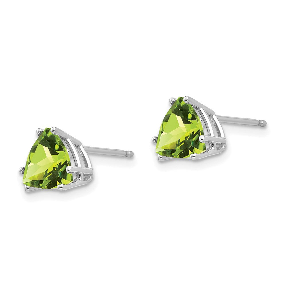 14k White Gold Trillion Peridot Stud Earrings