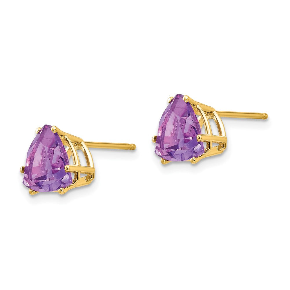 14k Trillion Amethyst Post Earrings