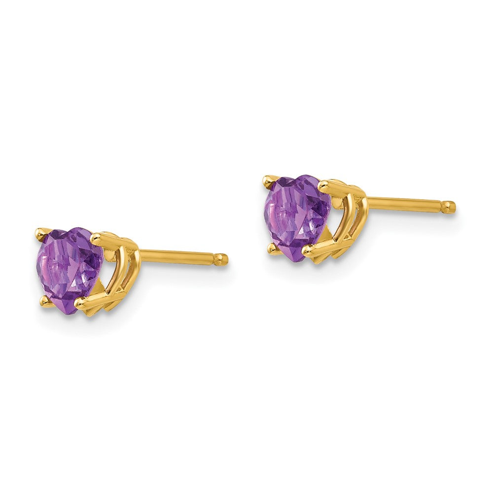 14k Heart Amethyst Earrings