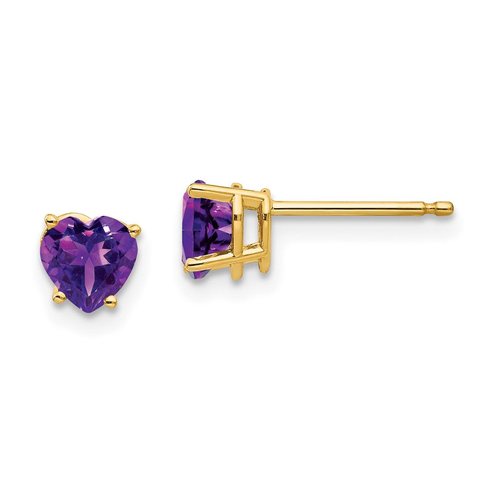 14k Heart Amethyst Earrings