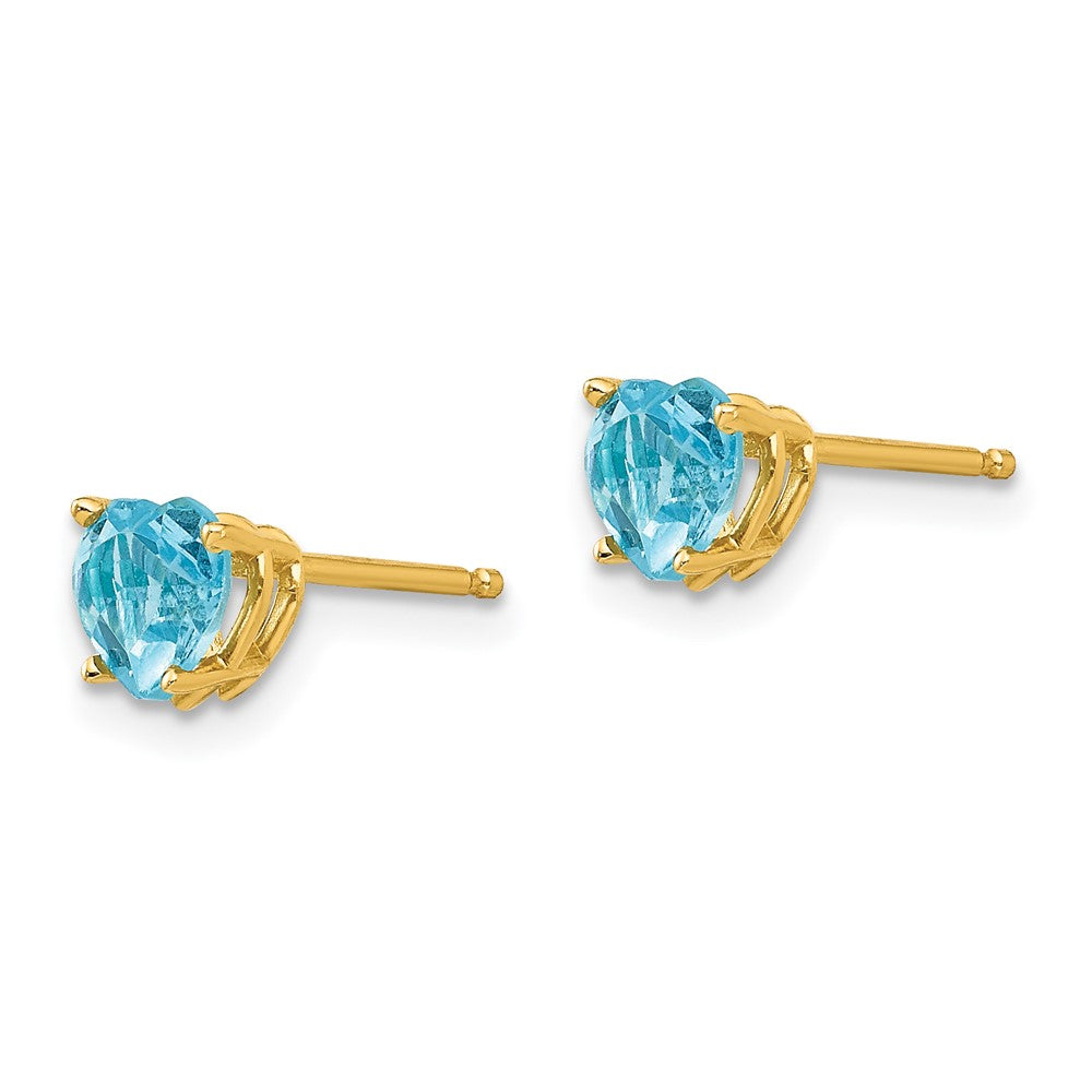 14k Heart Blue Topaz Earrings