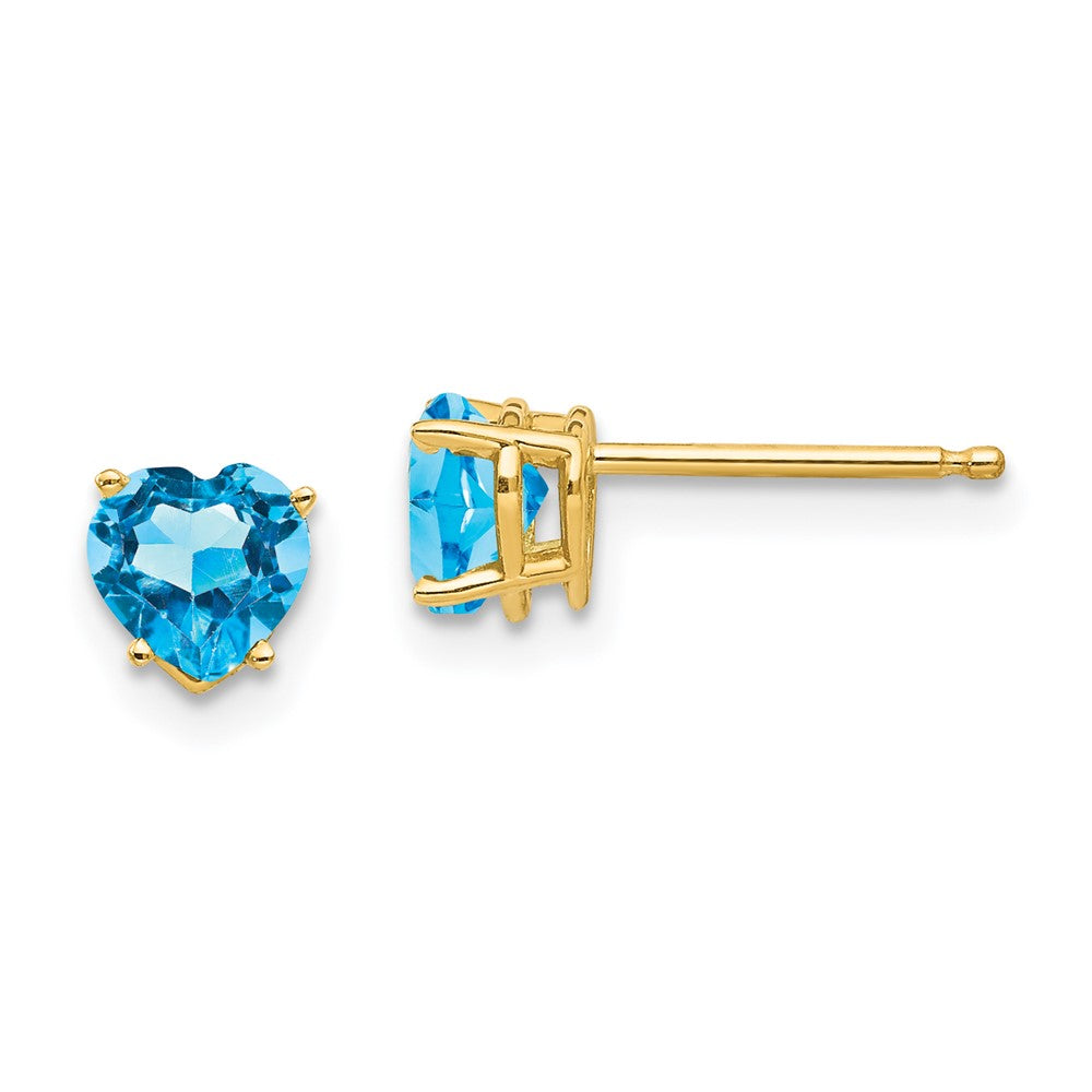 14k Heart Blue Topaz Earrings