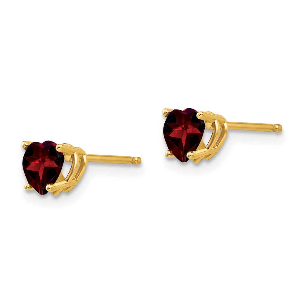 14k Heart Garnet Earrings
