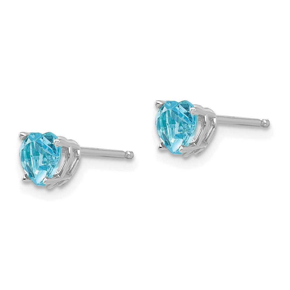 14k White Gold Heart Blue Topaz Earrings
