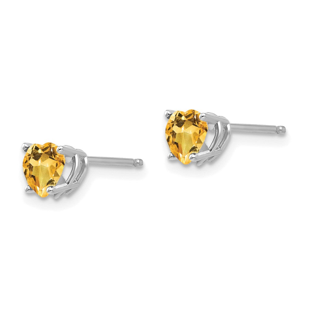 14k White Gold Heart Citrine Earrings
