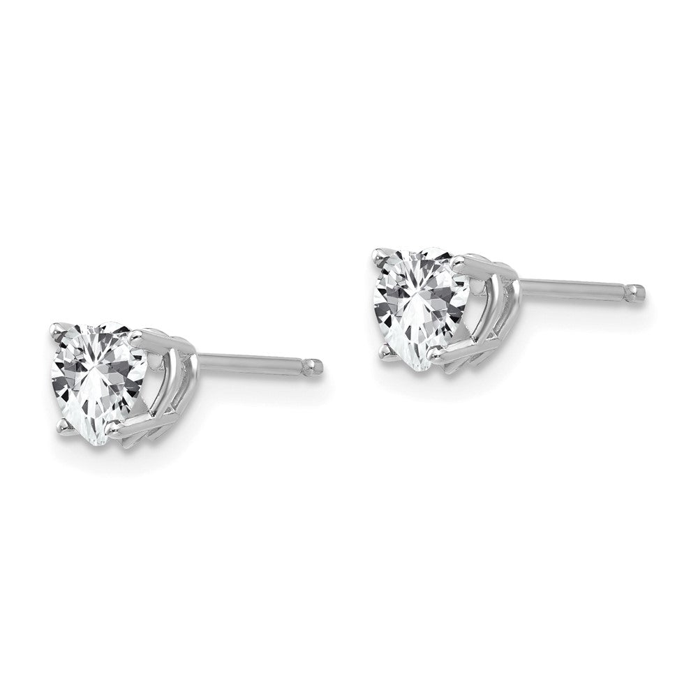 14k White Gold Heart Cubic Zirconia Earrings