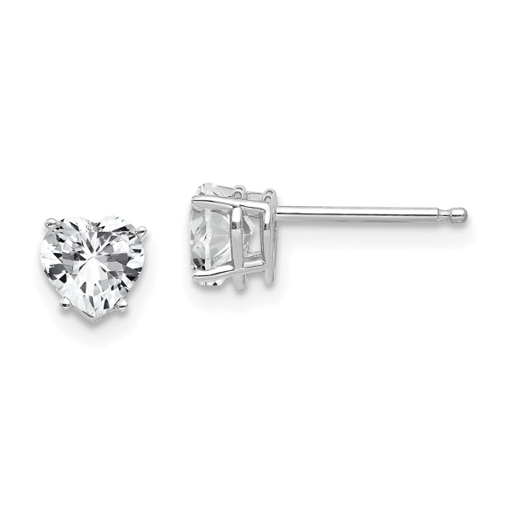 14k White Gold Heart Cubic Zirconia Earrings