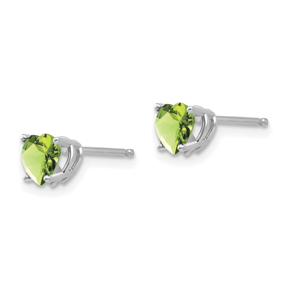 14k White Gold Heart Peridot Earrings