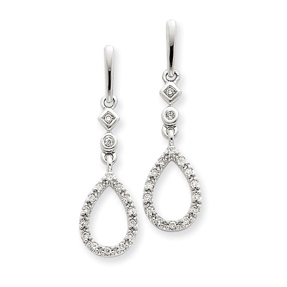 14k White Gold Diamond Teardrop Earrings