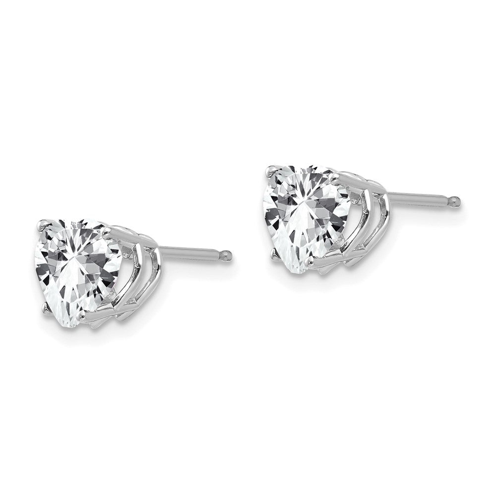 14k White Gold Heart Cubic Zirconia Stud Earrings
