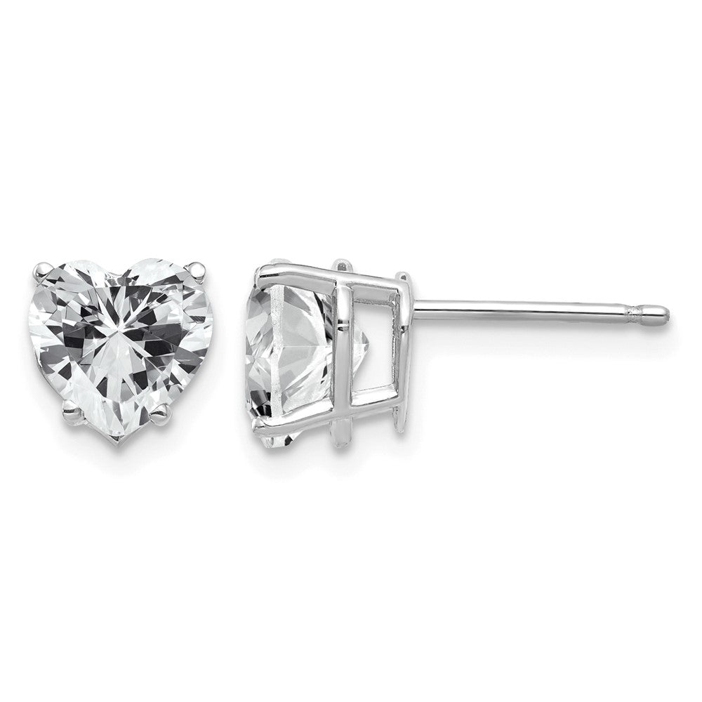 14k White Gold Heart Cubic Zirconia Stud Earrings