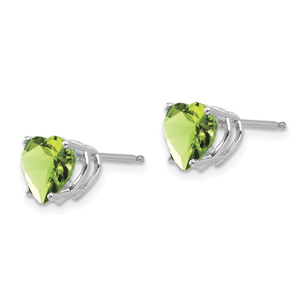 14k White Gold Heart Peridot Post Earrings