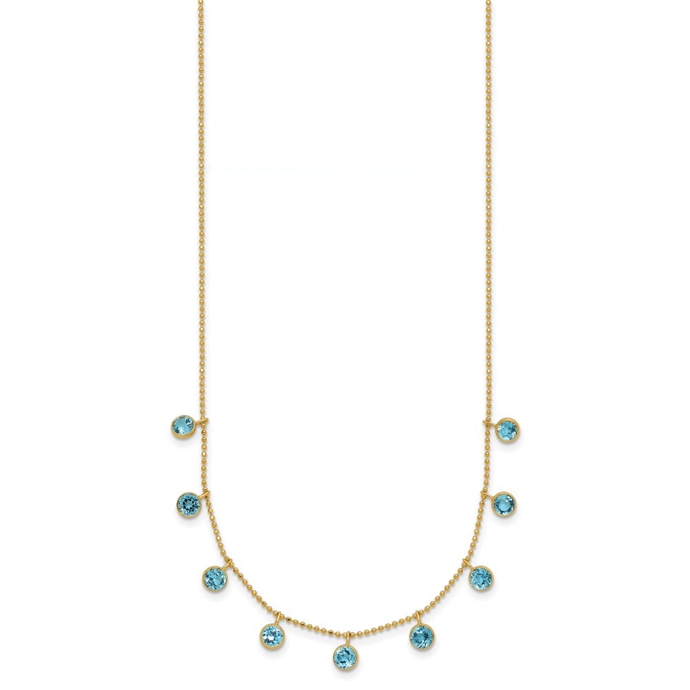 14k Blue Topaz Dangles Necklace Plus Extender