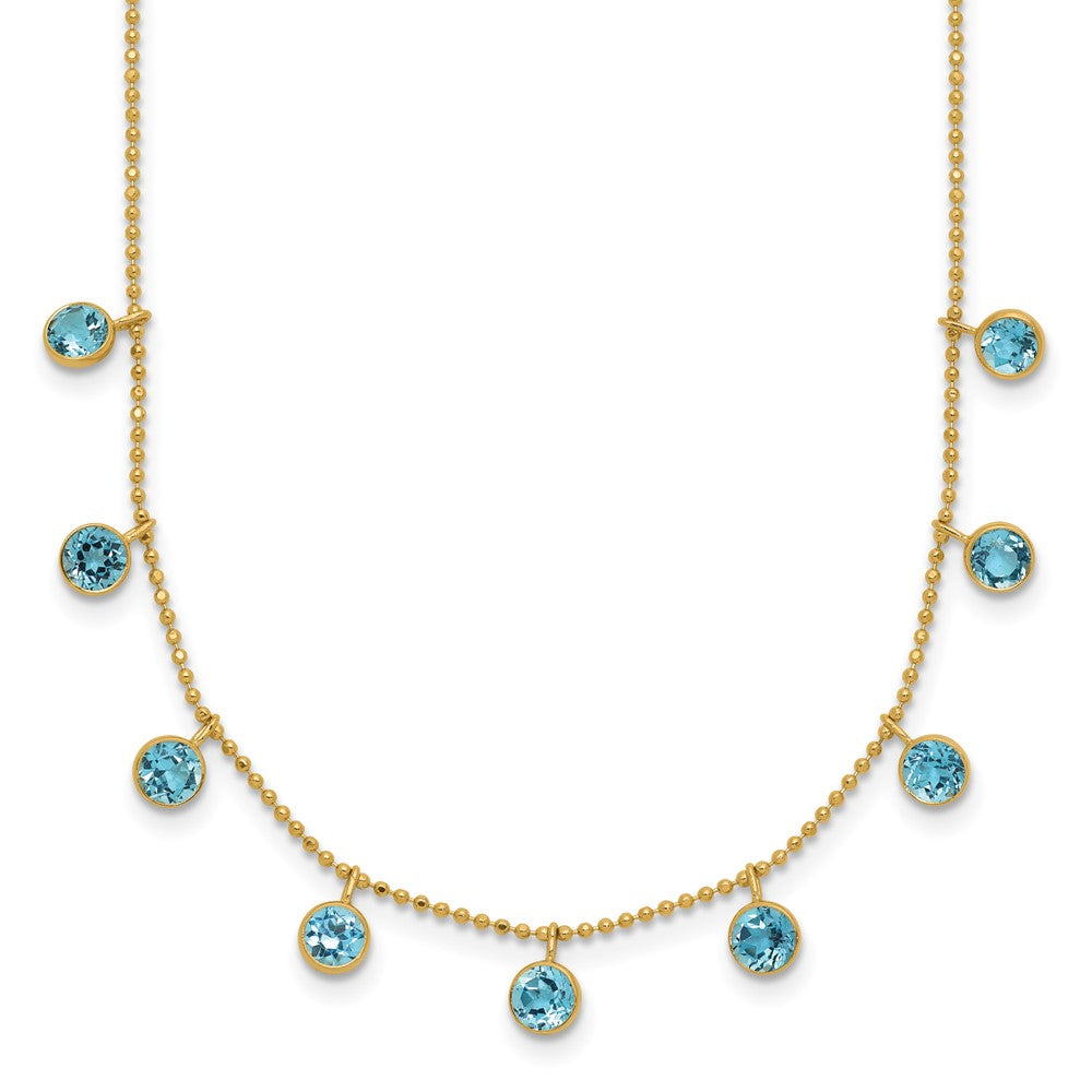 14k Blue Topaz Dangles Necklace Plus Extender
