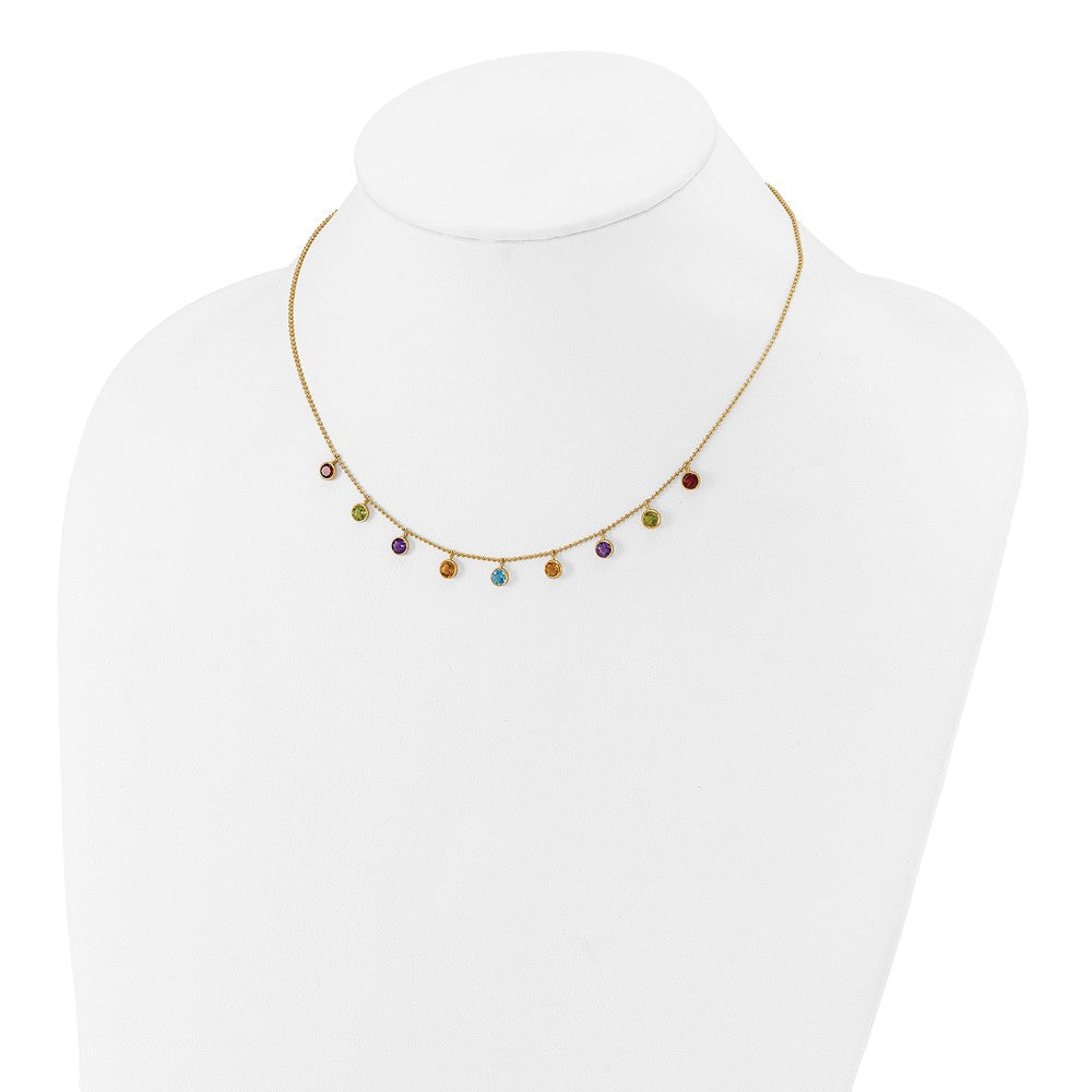 14K Multi-color Gemstone Necklace 16 w/ ext.