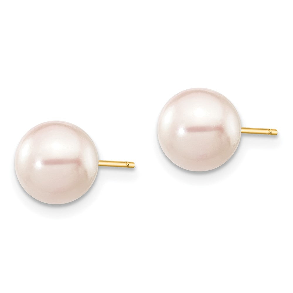 14k 7- White Round Akoya Saltwater Cultured Pearl Stud Post Earrings