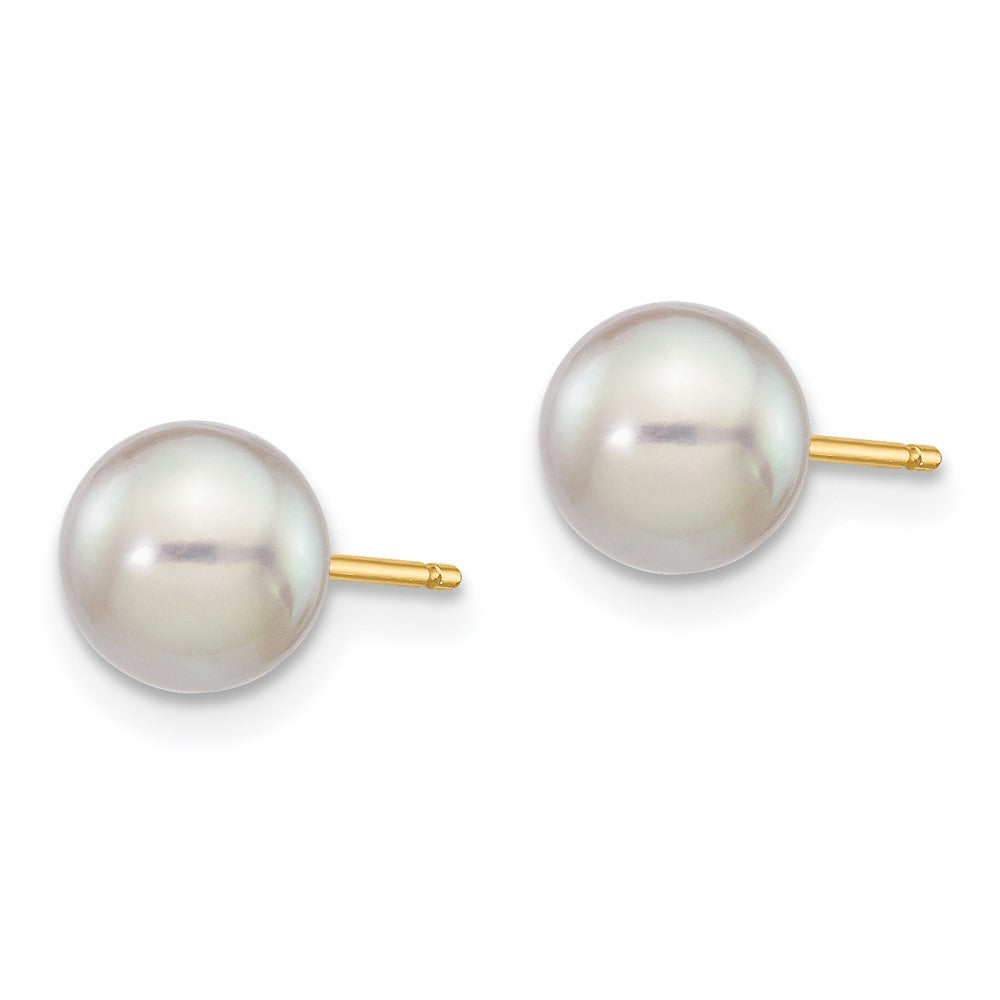 14k 6- Grey Round Akoya Saltwater Cultured Pearl Post Earrings