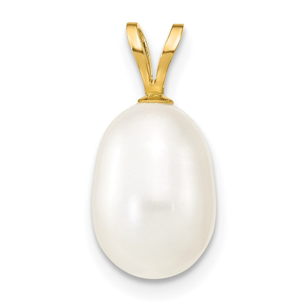 14K 8- White Rice Freshwater Cultured Pearl Pendant