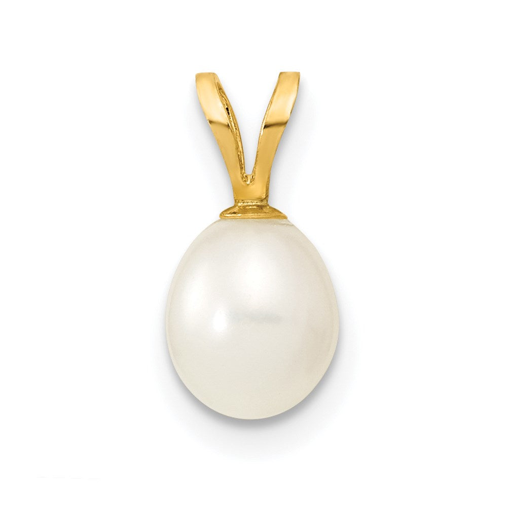 14K 6- White Rice Freshwater Cultured Pearl Pendant